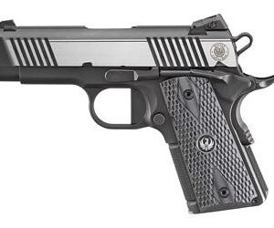 Buy Ruger, SR1911 Officer-Style, Semi-Automatic, 45 ACP, 3.6" Barrel, Steel Frame, Two-Tone (Black Nitride/ Brushed Stainless) Finish, 7Rd, Ambidextrous Safety, Tritium Front Sight, Adjustable Rear Sight, 2 Magazines, Deluxe G10 Grips